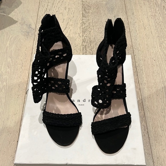 Sandro Paris black suede sandal size 39 never worn with box - Picture 1 of 4